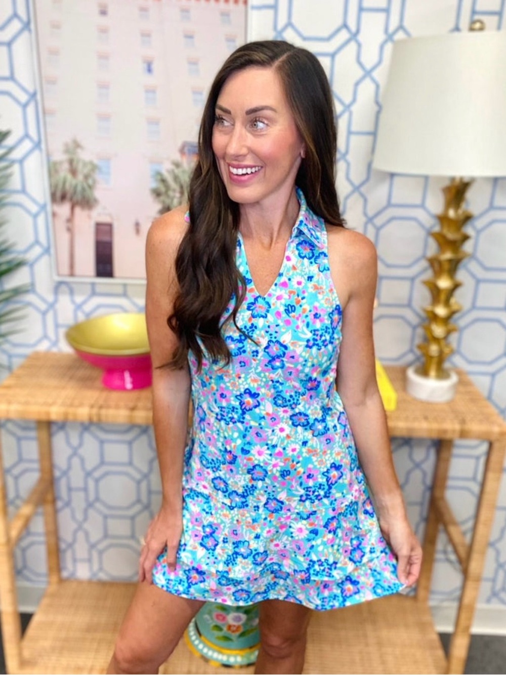 New Aryeh brand Floral Esther Racerback Dress with shorts shorties  UPF 50 - Picture 7 of 8